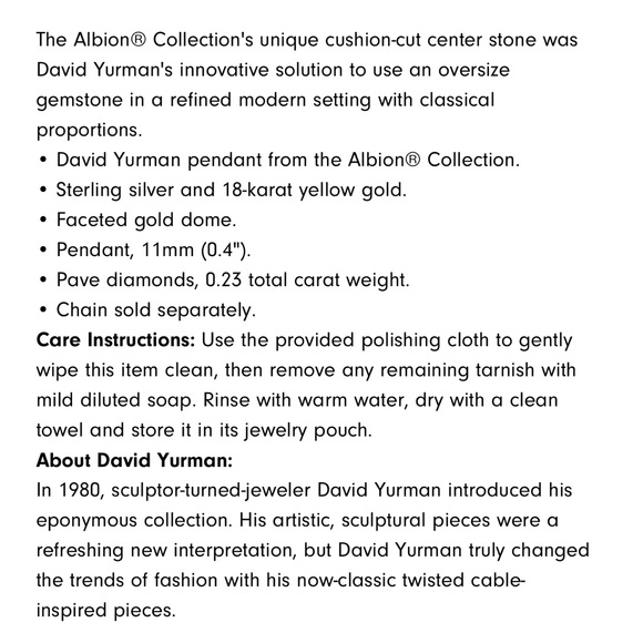 AUTH David Yurman Citrine Albion Pendant with Pave Diamonds - Picture 12 of 12